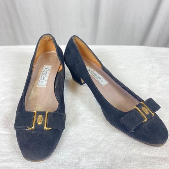 Rangoni Vintage Classic Black Low Suede Pump - Picture 1 of 5